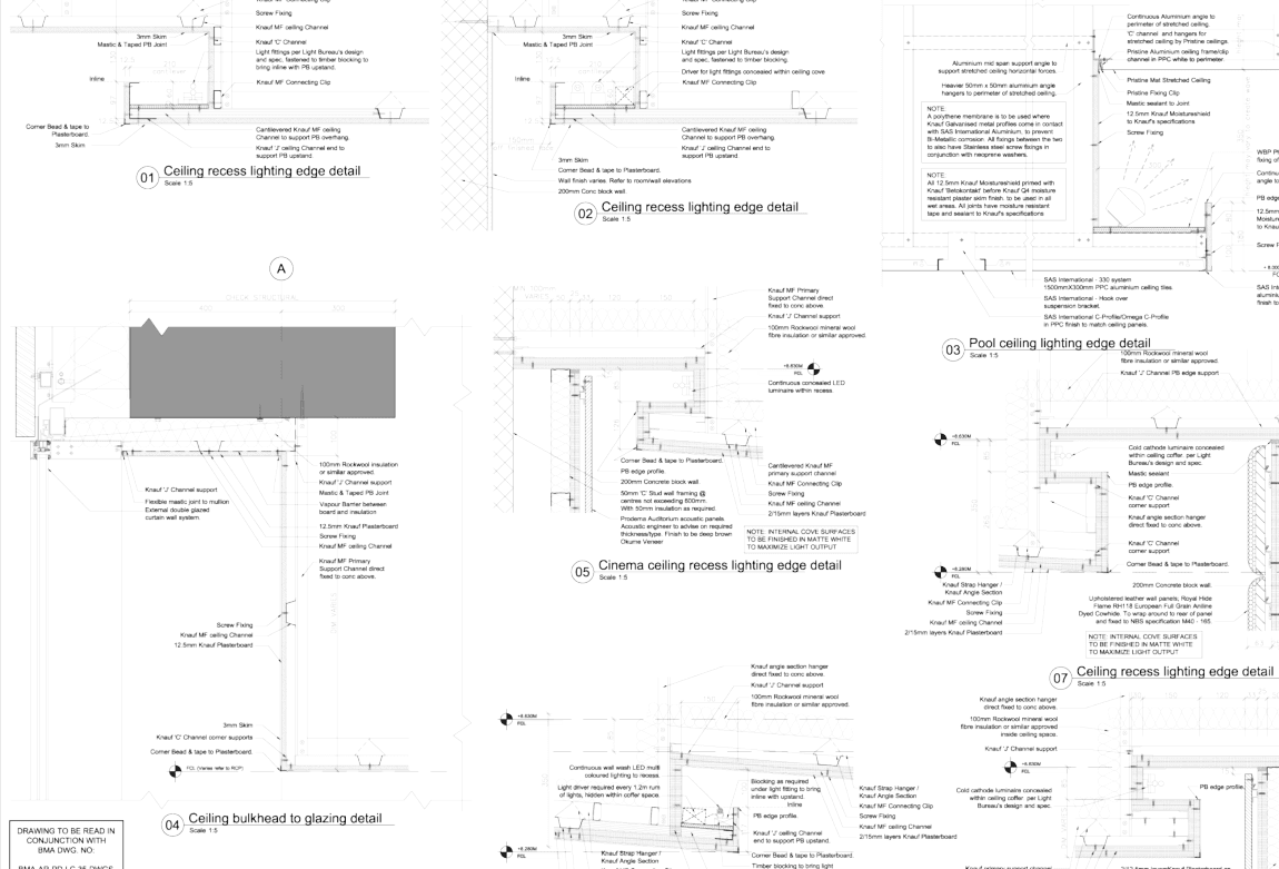 Ceiling & lighting details — anonymised drawing sample, Krain Studio
